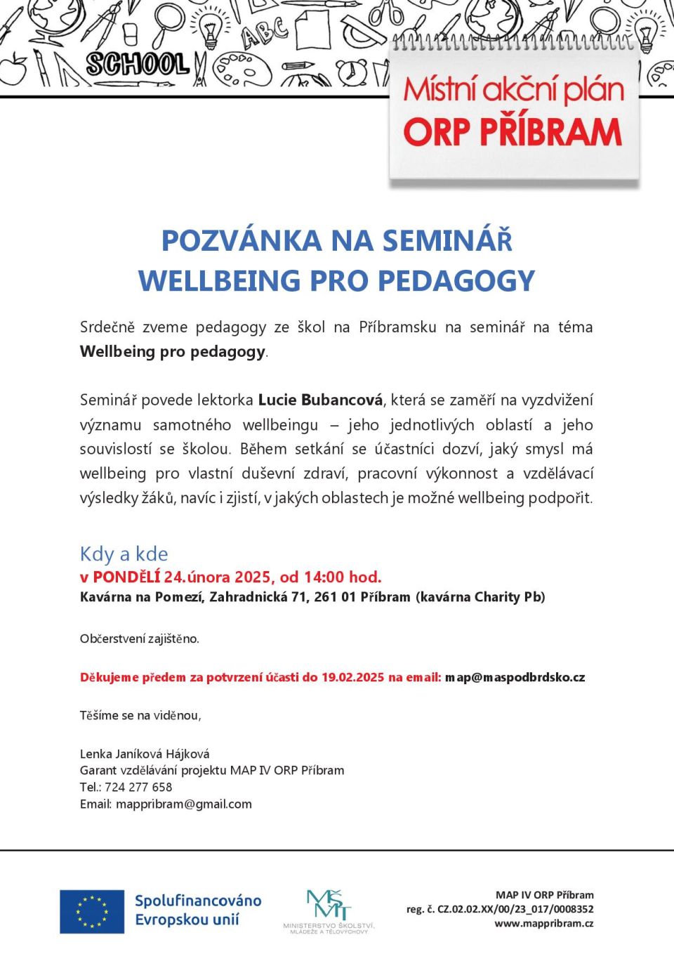 Pozvánka na seminář WELLBEING PRO PEDAGOGY 24.2.2025