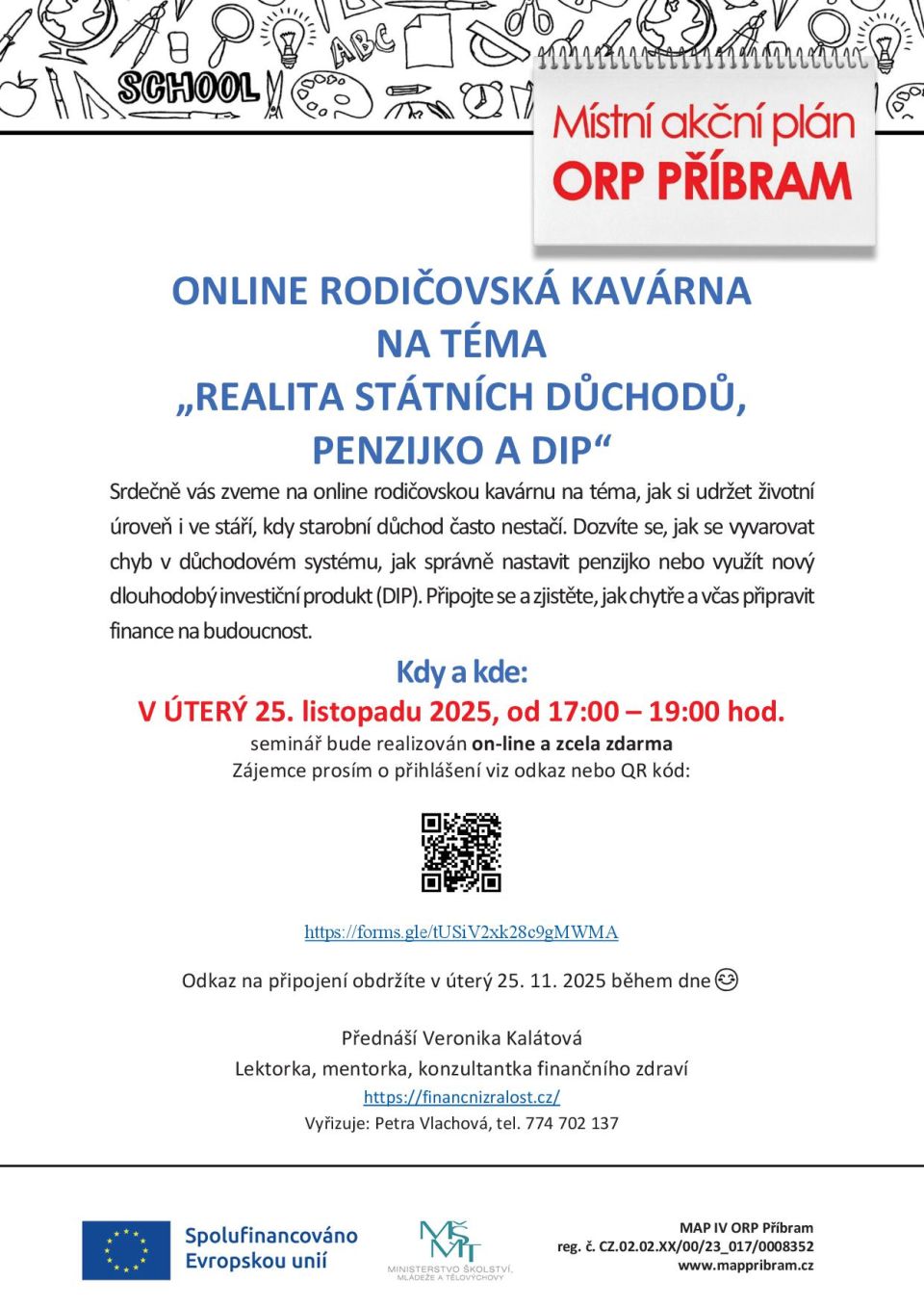 ONLINE RODIČOVSKÁ KAVÁRNA 25.11.2025 - REALITA STÁTNÍCH DŮCHODŮ, PENZIJKO A DIP